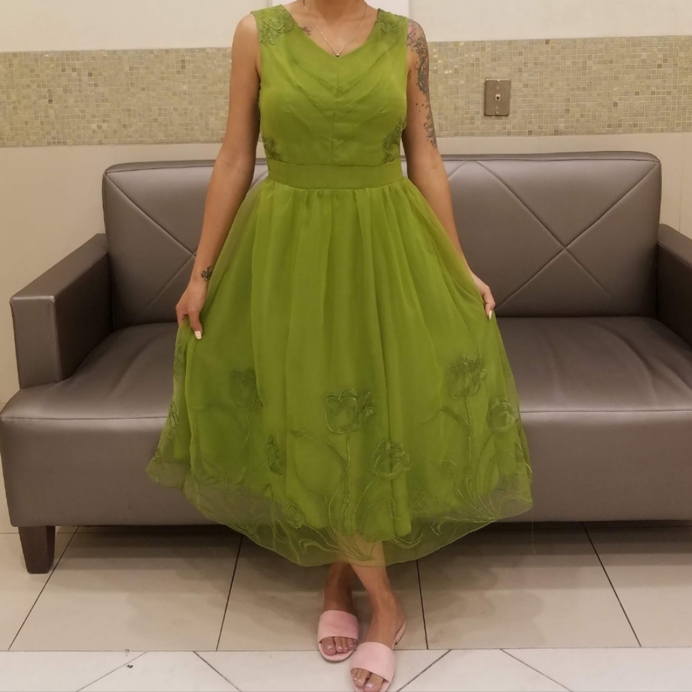 Grass green cocktail dress